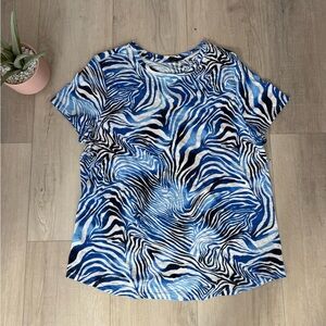 Women’s Blue Sol blue white casual beach relaxed blouse size 1X
